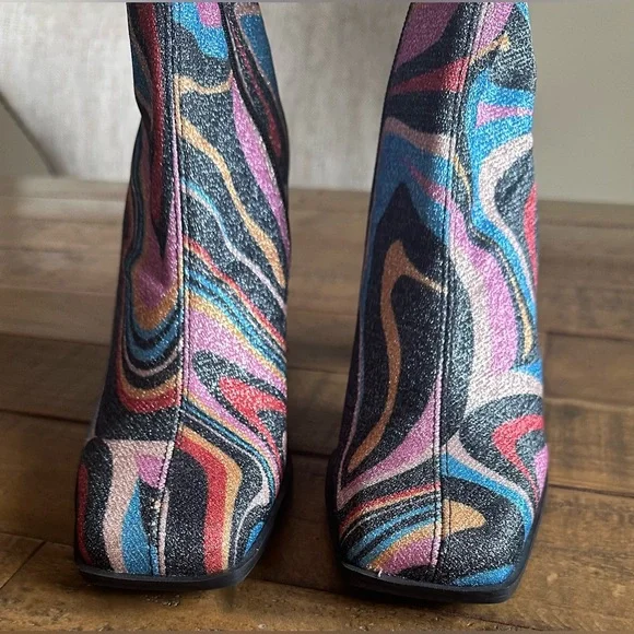 NWT Gianni Bini Border-Line Stretch Glitter Block Heel Booties - Size 6.5 - Picture 7 of 7